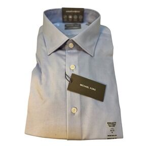 Michael Kors Regular Fit Airsoft Stretch Powder Blue Shirt XL 17.5 34-35